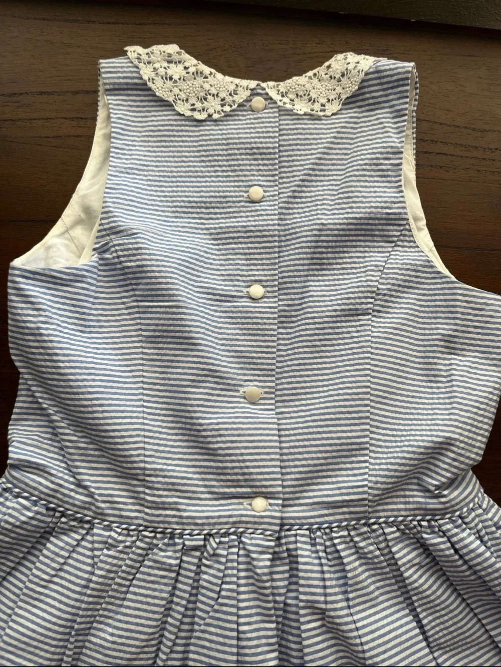 Ralph Lauren Blue and White Striped Seersucker Dress size 16